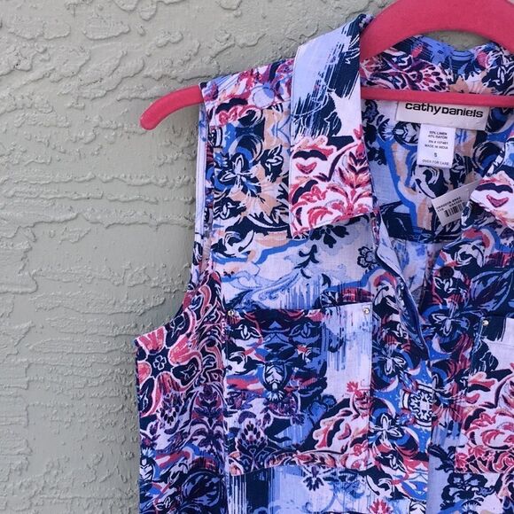 Cathy Daniels Sz S NWT Sleeveless Button Down - Picture 8 of 12